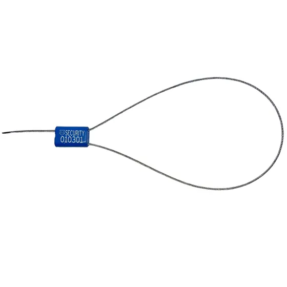 Kabelplombe in blau. 1 mm dünnes Stahlseil. 320 mm Gesamtlänge. Individualisierbar. Viele Farben verfügbar.