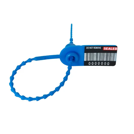 Durchziehplombe aus Polyamid (Nylon), Zugkraft 18kg, Gesamtlänge 193mm, blau
