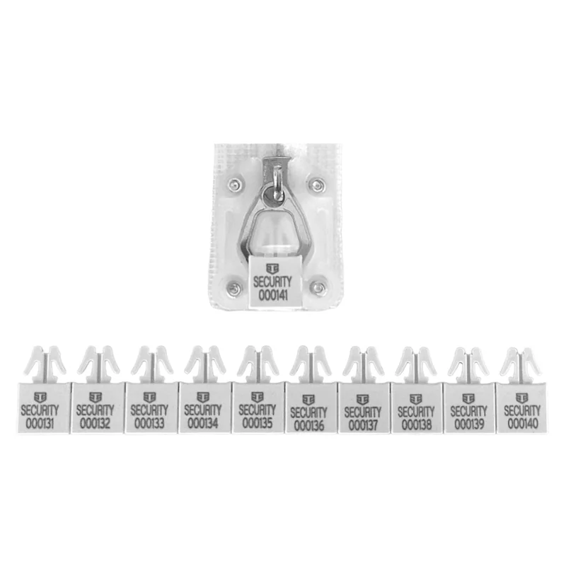 Sicherheitsplombe Modell ZIP SEAL in weiss mit Nummerierung. Zum Verplomben von Sicherheitstaschen.